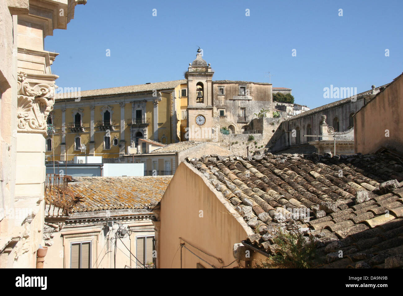 Italy, Europe, Sicily, Ragusa, village view, houses, homes, roofs, baroque Stock Photo