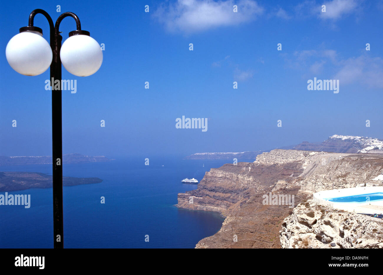 Lampost Fira Santorini Greek Islands Greece Stock Photo