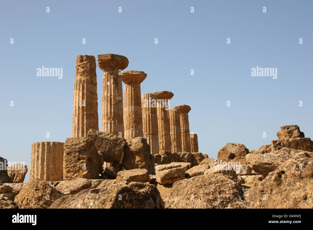 Italy, Europe, Sicily, Agrigento, Heracles, temple, antiquity, archeology, Greek columns, columns Stock Photo