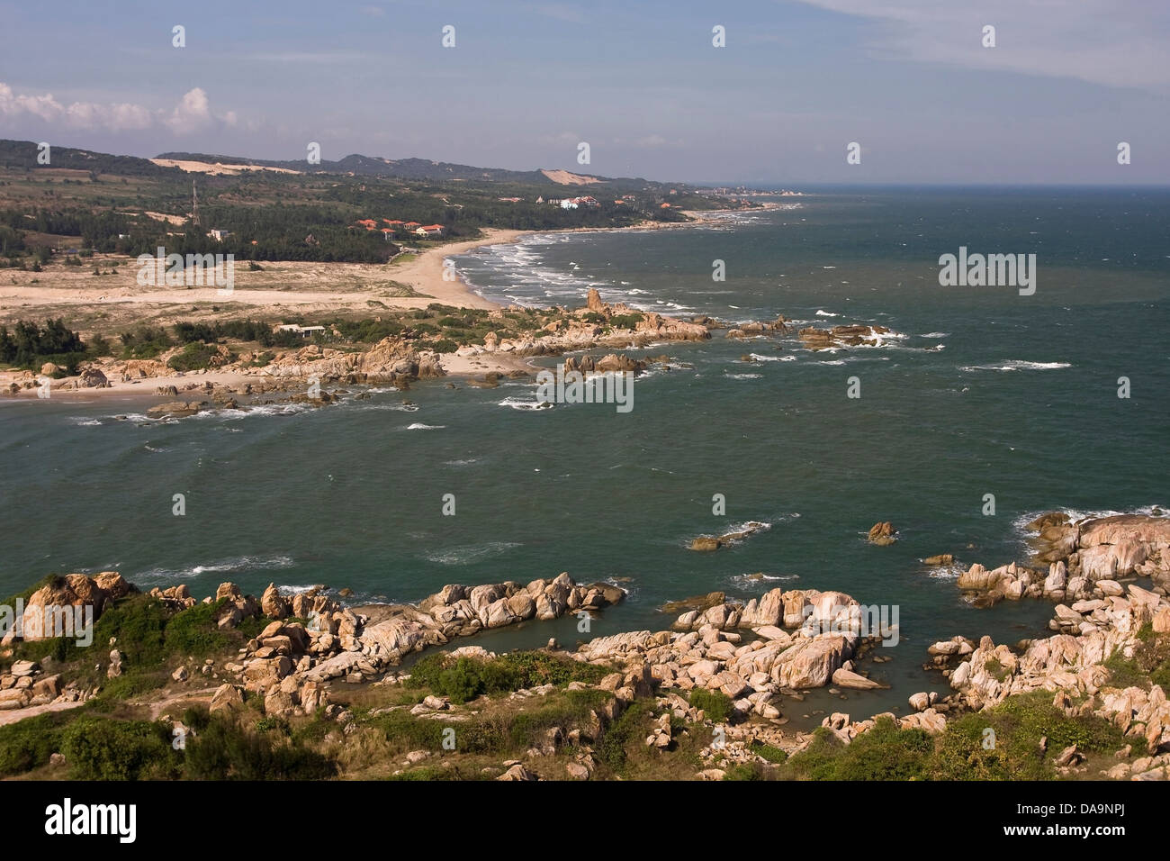 Asia, mountain, cliff formations, fishing village, fishing boats