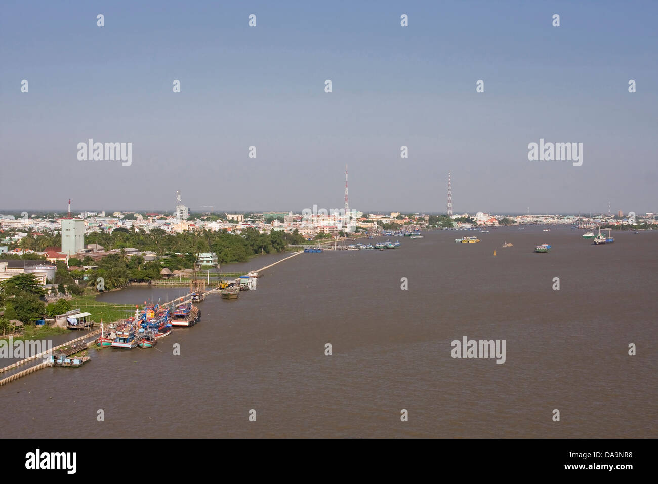 Asia, boat, delta, river, rivers, house, home, life, Mekong, My, ship, town, city, stream, Tho, transport, shore, Urbane, urbani Stock Photo