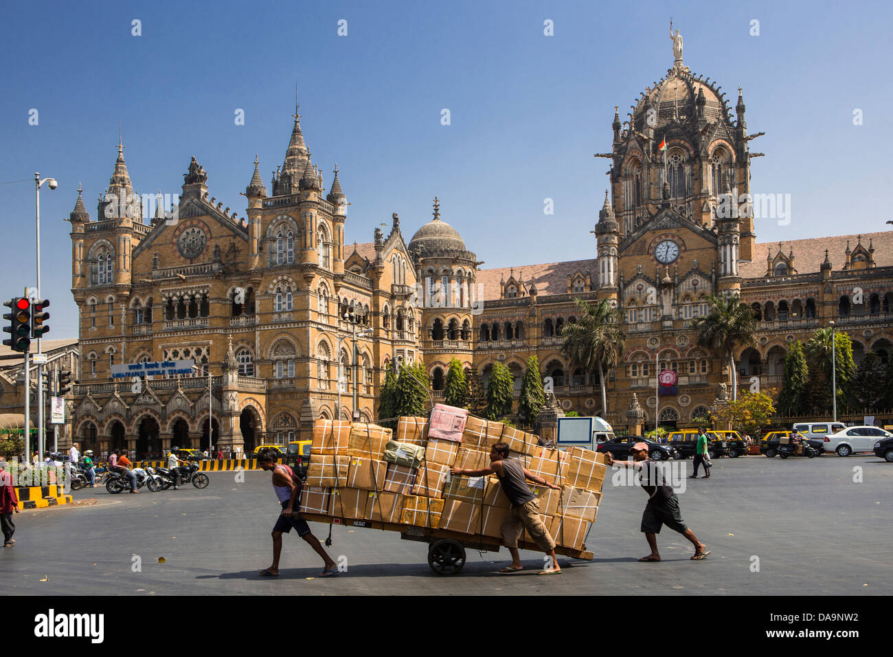 India, South India, Asia, Maharashtra, Mumbai, Bombay, City, Dadabhai Naoroji, Road, Victoria Station, Chatrapati Shivaji, Termi Stock Photo