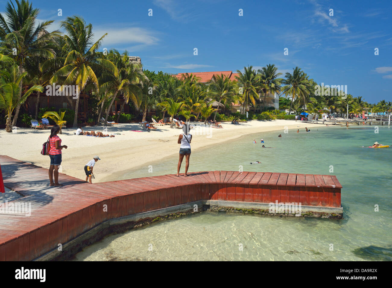 San Pedro, Central America, Belize, Ambergris, caye, island, tropical, Caribbean, beach Stock Photo