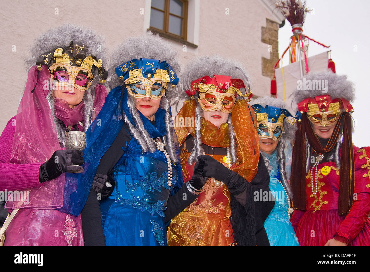 Bavaria, Germany, Upper Bavaria, custom, tradition, Teisendorf, Berchtesgaden Area, customs, carnival, mask, disguises, make up, Stock Photo
