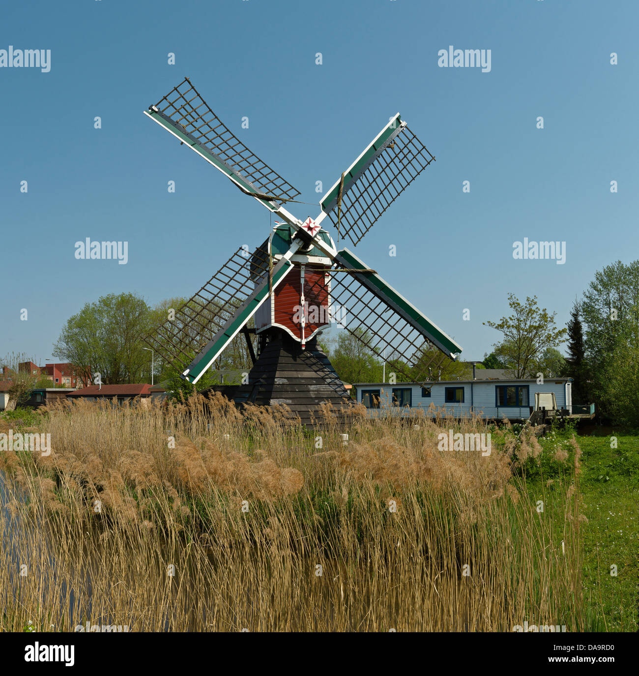 Netherlands, Holland, Europe, Leiden, Windmill, windmill, spring, Stock Photo