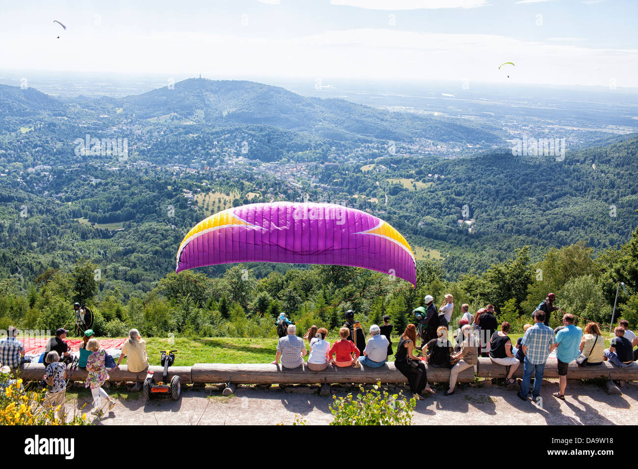 Paragliding at Mt. Merkur. Baden-Baden. Germany. Stock Photo