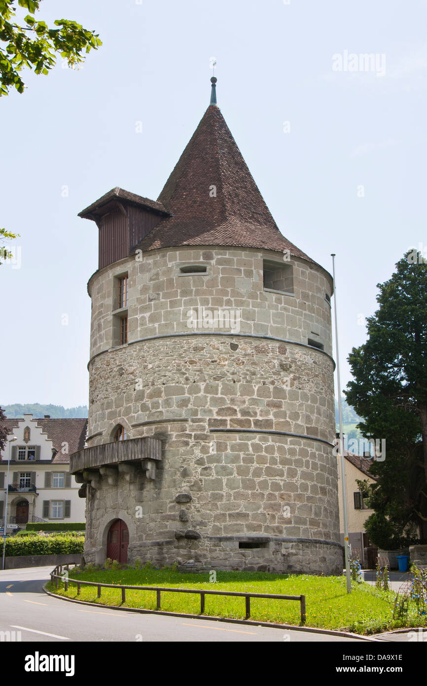 Switzerland, Canton Zug, Zug, tower of city Stock Photo