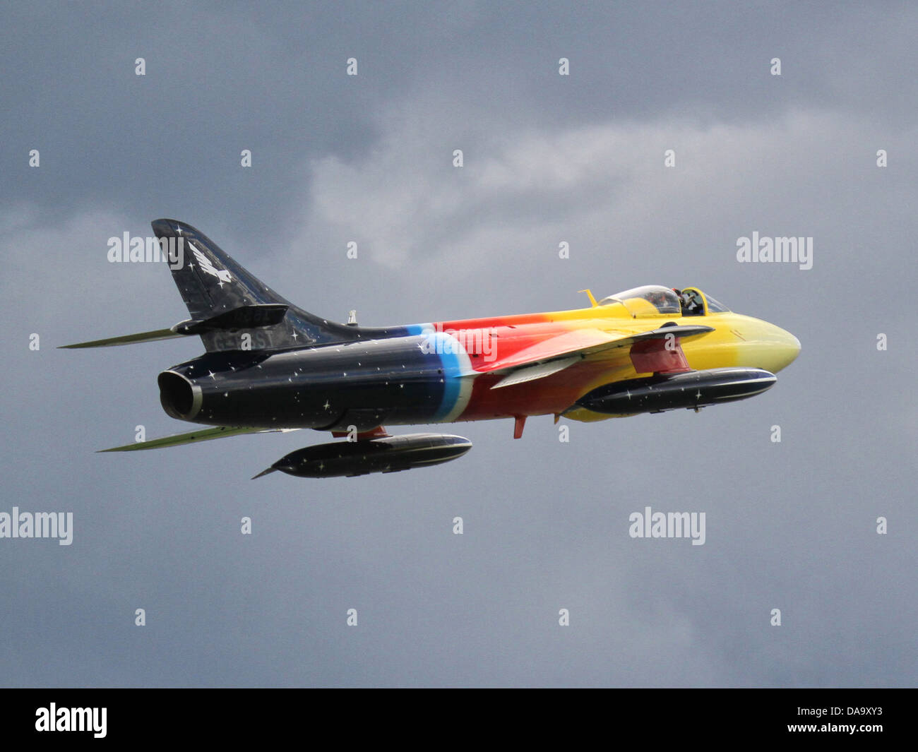 Hawker Hunter Mark F.4 XF947 now flying as Miss Demeanor seen at Dunsfold Wings & Wheels in 2012 Stock Photo