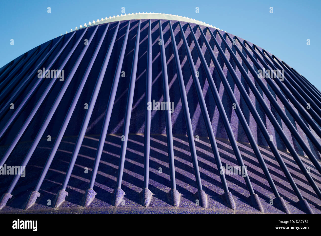 Spain, Europe, Valencia, Calatrava, architecture, modern, arts, auditorium, futuristic, purple, science, city of Arts and Scienc Stock Photo