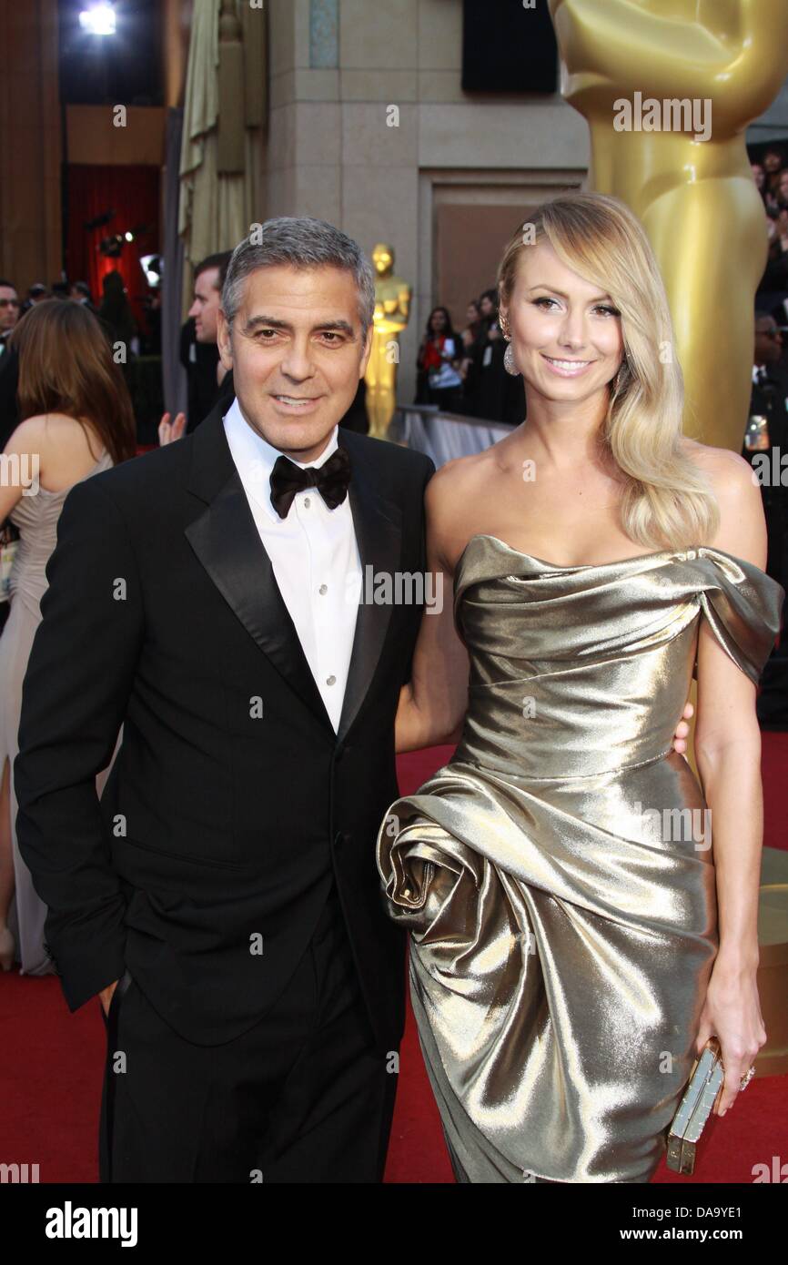US actor Clooney and girlfriend Stacy Keibler arrive at the 84th