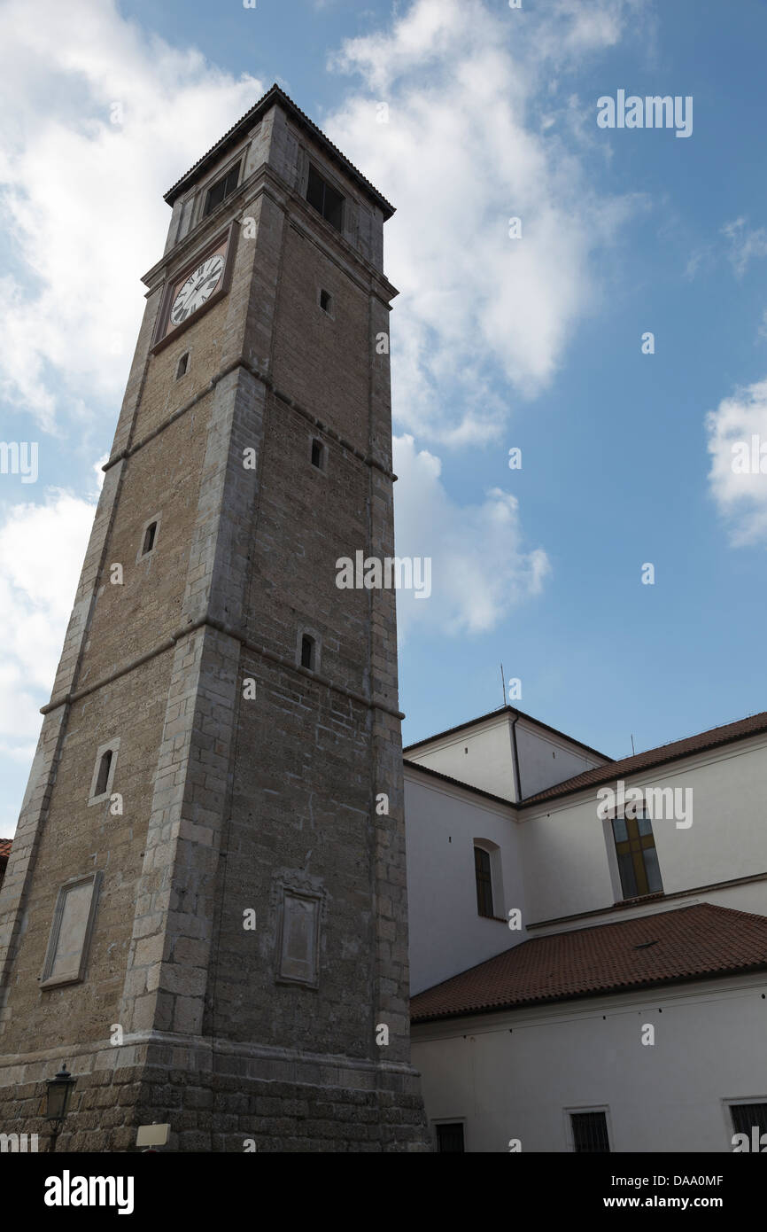 Bell tower of the Cathedral of San  Daniele del Friuli,Italy Stock Photo