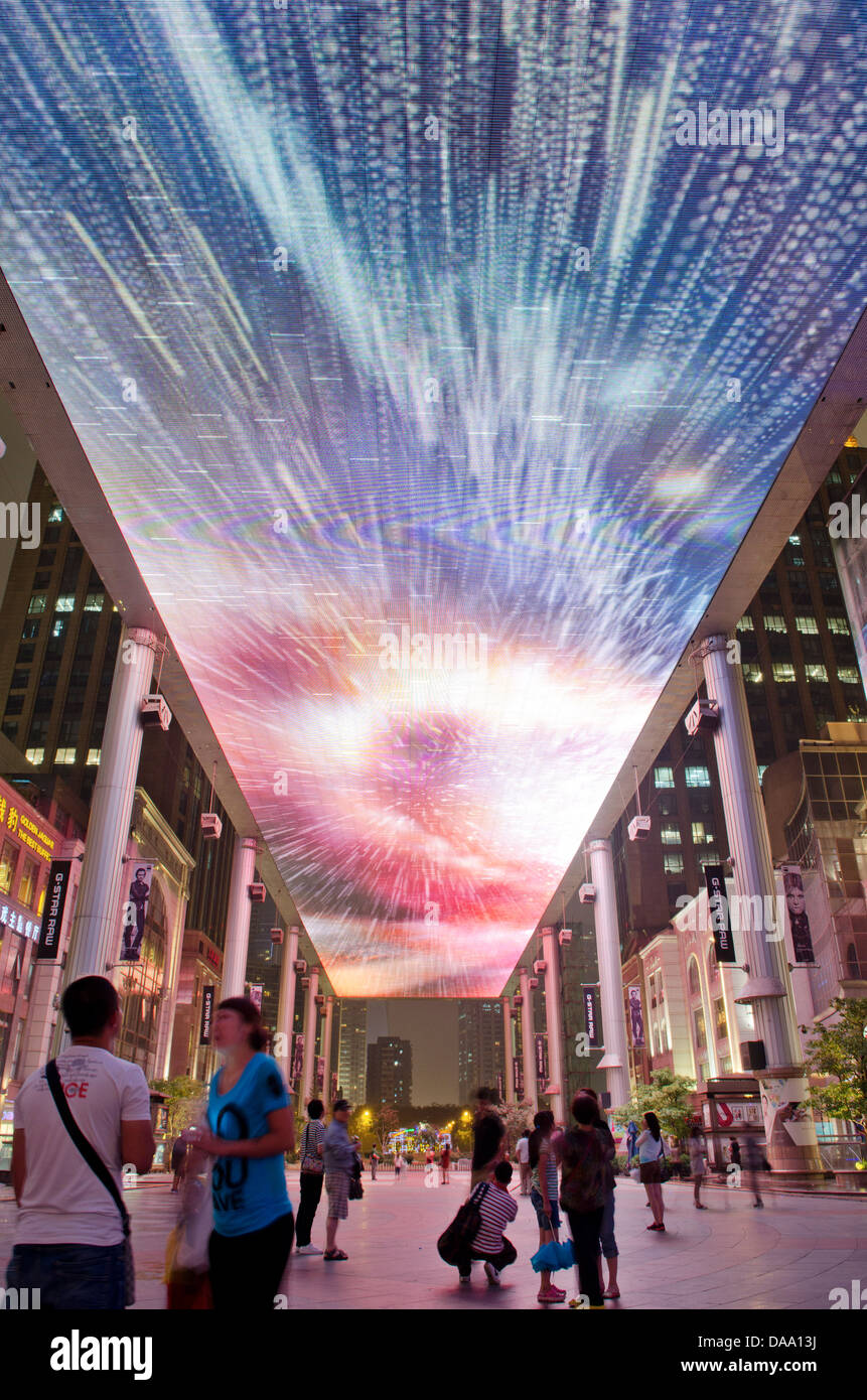 View of the largest LED display of its kind in the world, spanning 250m