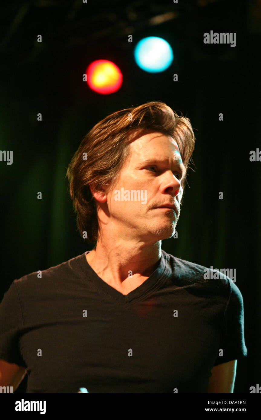 US actor Kevin Bacon performs on stage at the Centralstation music