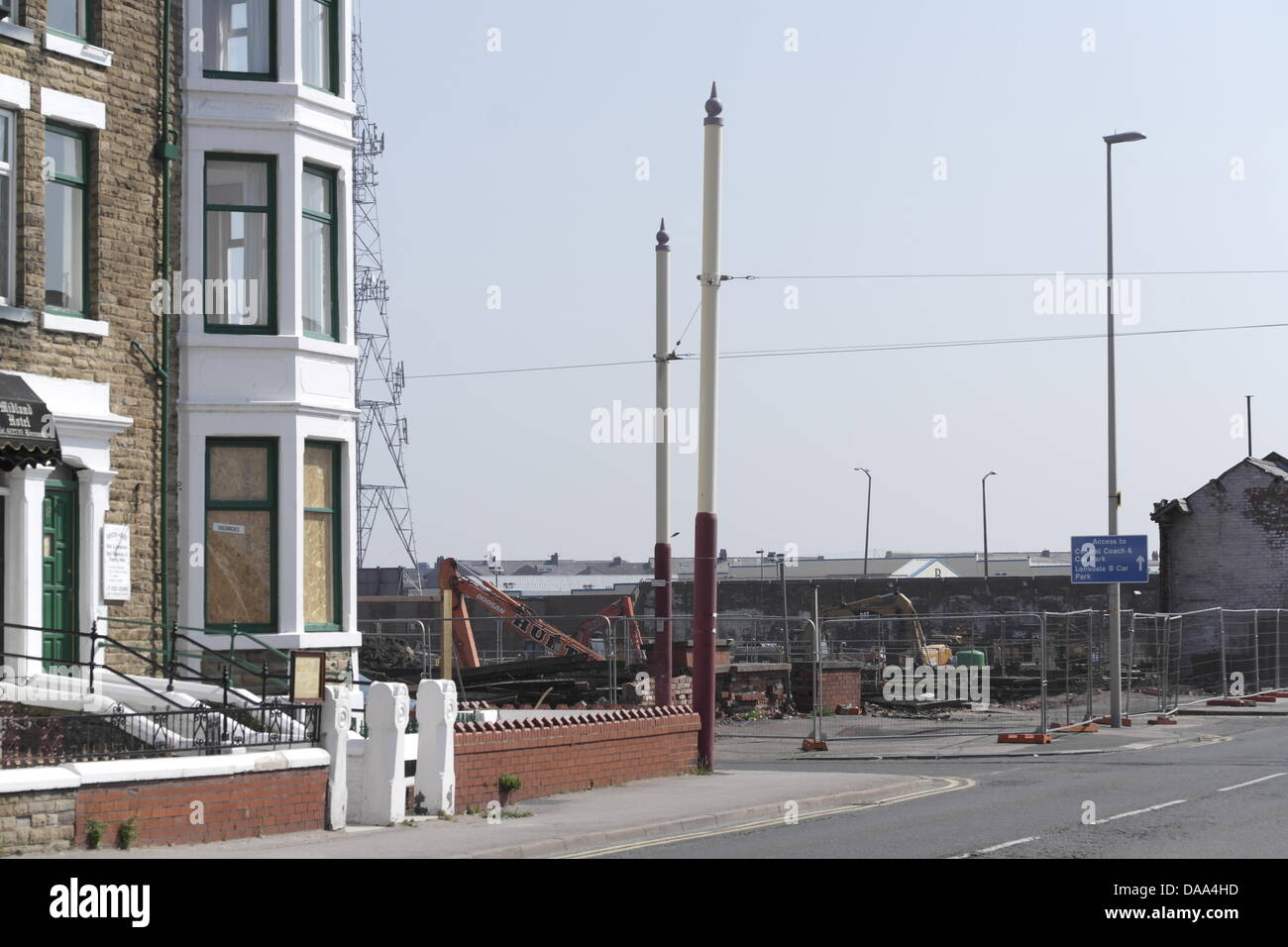 Blackpool, UK. 9th July, 2013. Building Site Evacuated After War Time Bomb Shells Found. Credit:  gary telford/Alamy Live News Stock Photo