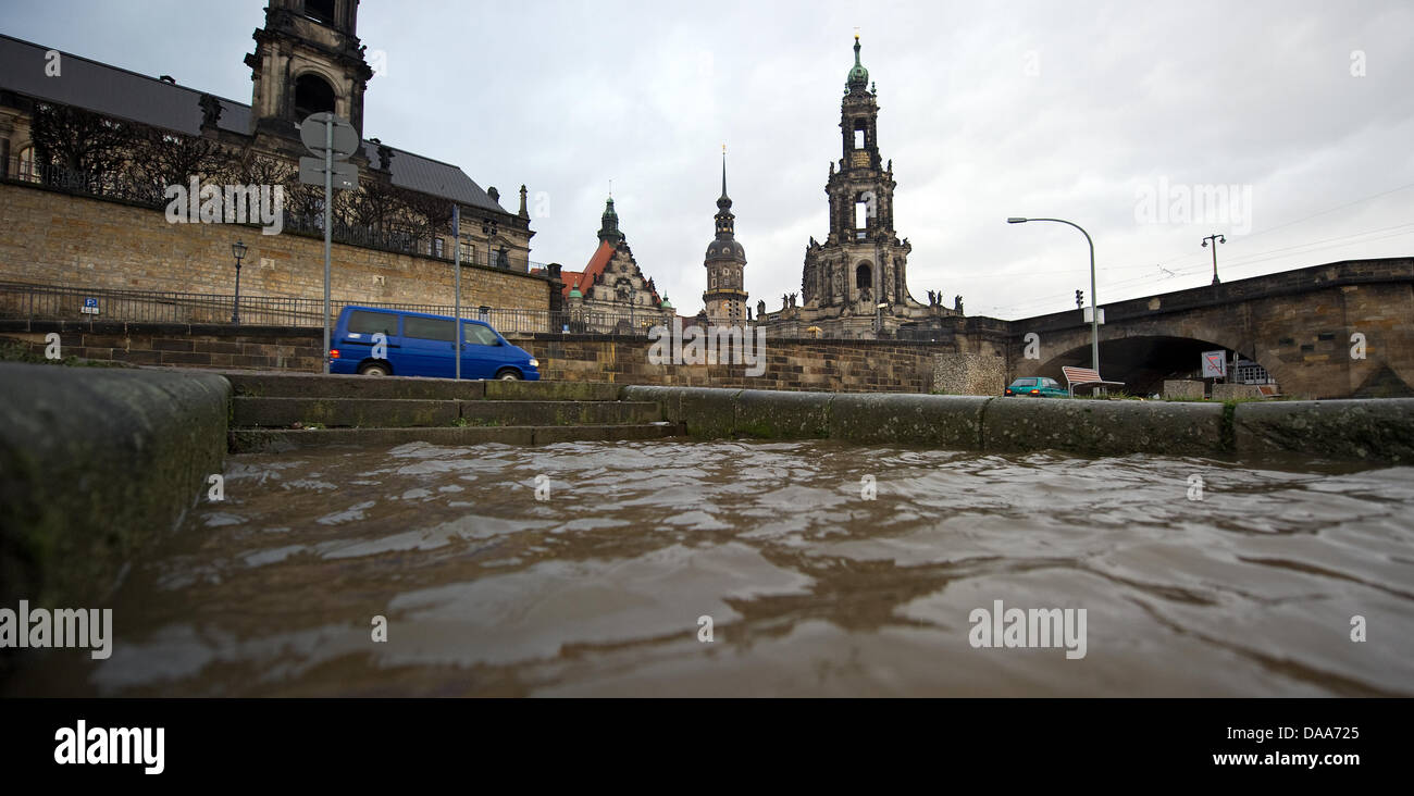 The water level in the Elbe River is 4.6 meters in Dresden, Germany, 12