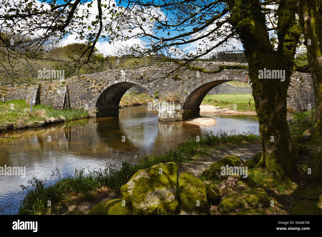 Turnpike bridge at Two Bridges on Dartmoor. Near Princetown. Devon