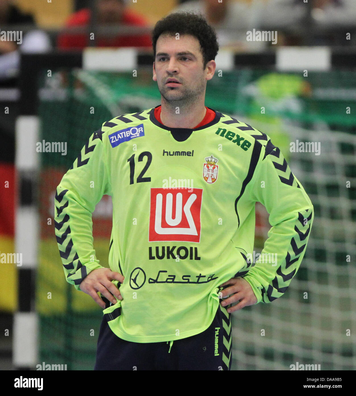 Serbia's goalkeeper Darko Stanic is pictured during the group C match Serbia vs. Algeria at the Handball World Championship in Lund, Sweden, 14 January 2011. Photo: Jens Wolf Stock Photo