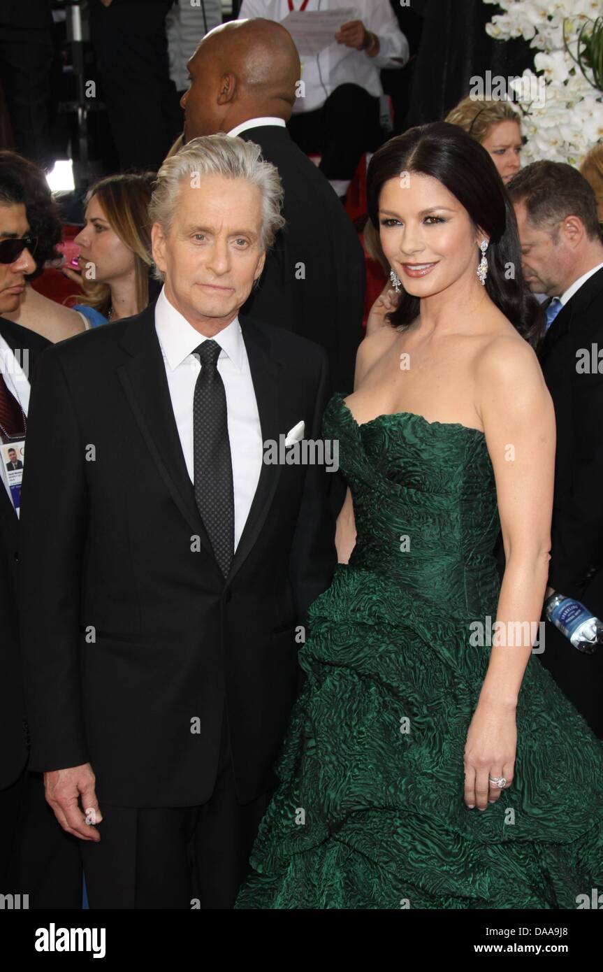 US actor Michael Douglas and his wife, actress Catherine Zeta-Jones arrive at the 68th Golden Globe Awards presented by the Hollywood Foreign Press Association at Hotel Beverly Hilton in Beverly Hills, Los Angeles, USA, 16 January 2011. Photo: Louis Garcia Stock Photo