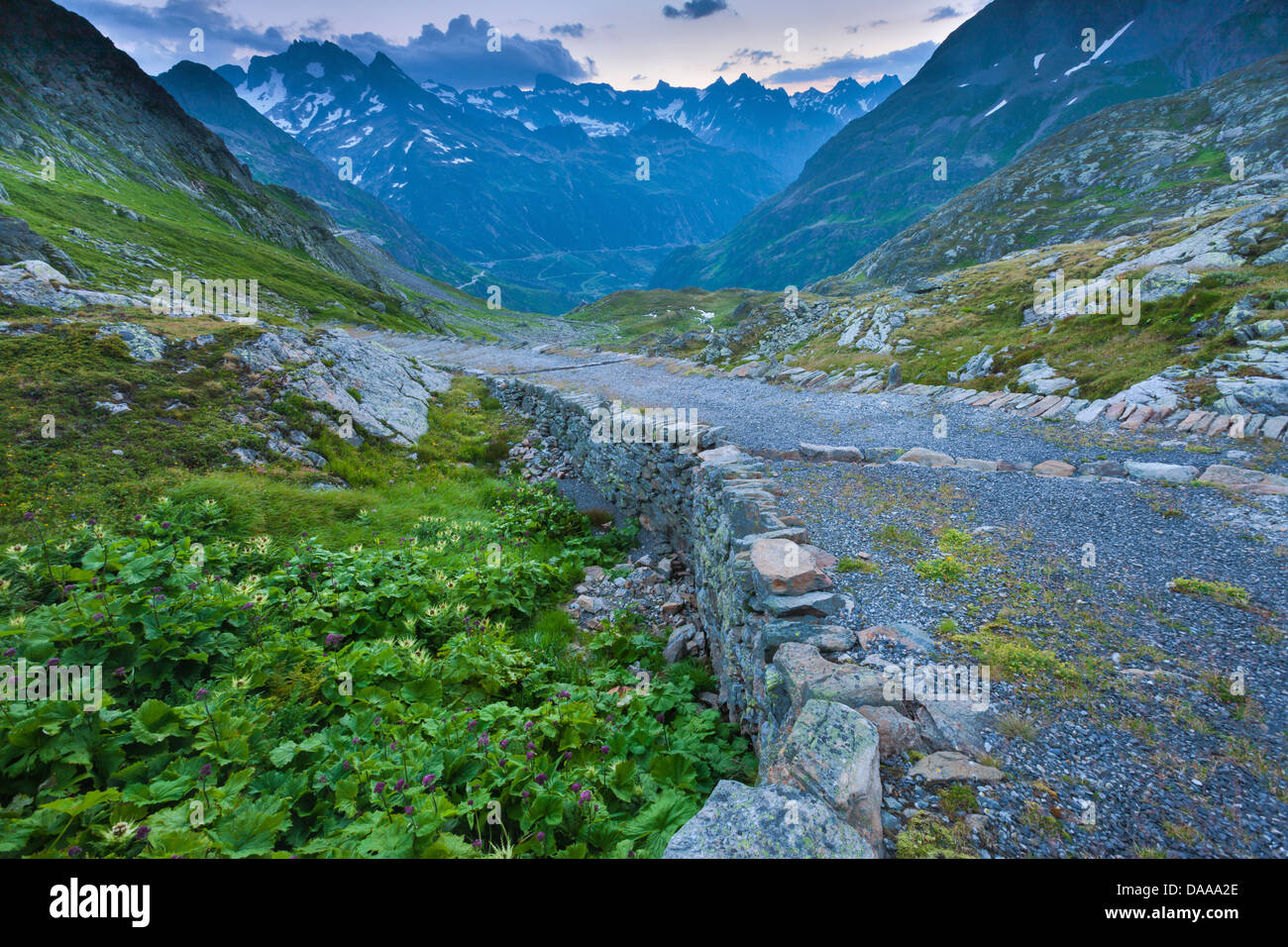 Susten Pass, Switzerland, Europe, canton, Bern, Bernese Oberland, pass, top of the pass, Meiental, Uri, morning mood, way, old m Stock Photo