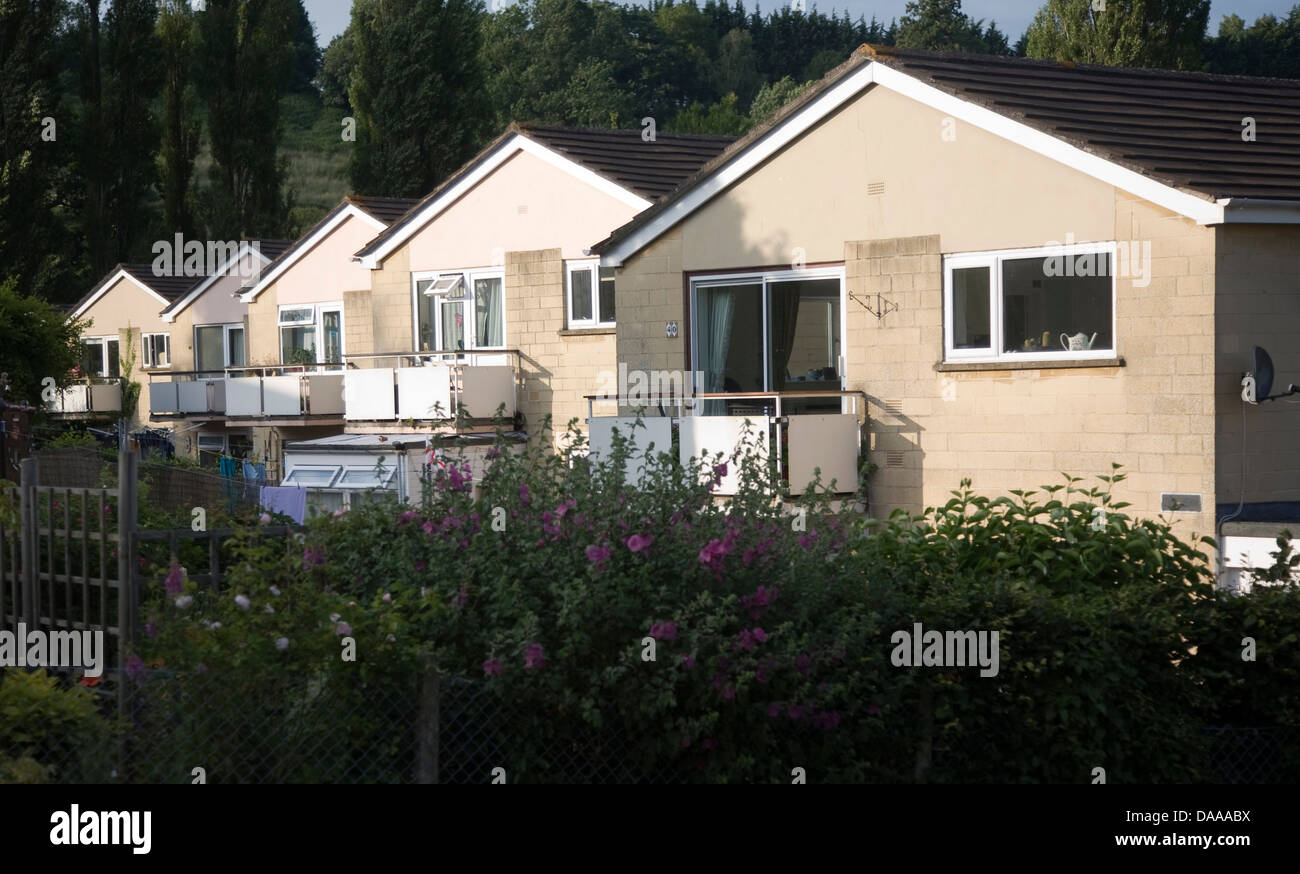Modern 1970s housing estate Larkhall Bath England Stock Photo Alamy