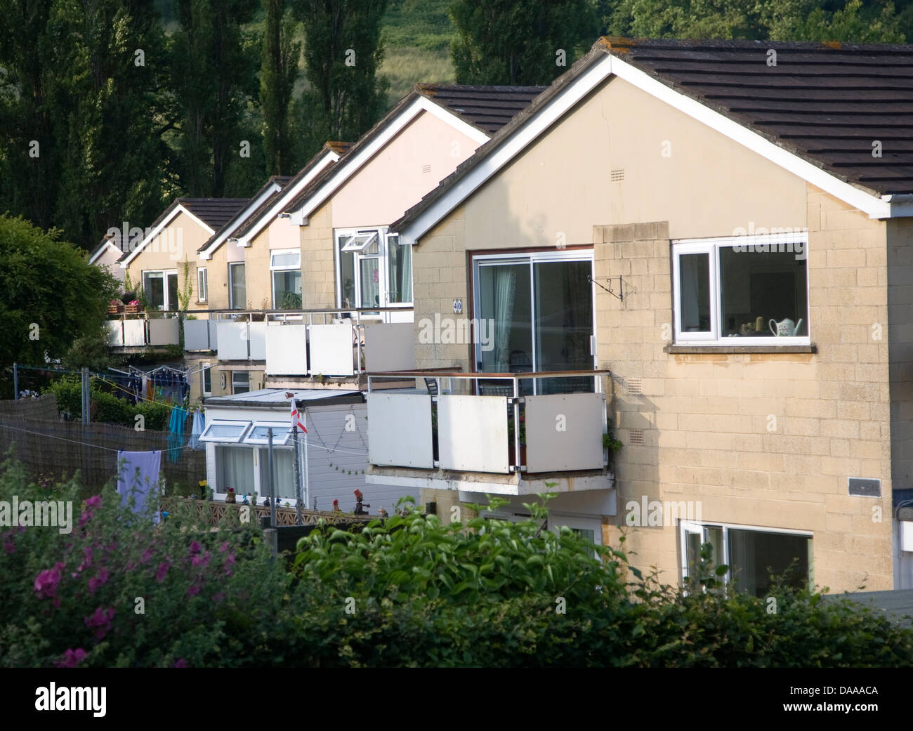 Modern 1970s housing estate Larkhall Bath England Stock Photo Alamy