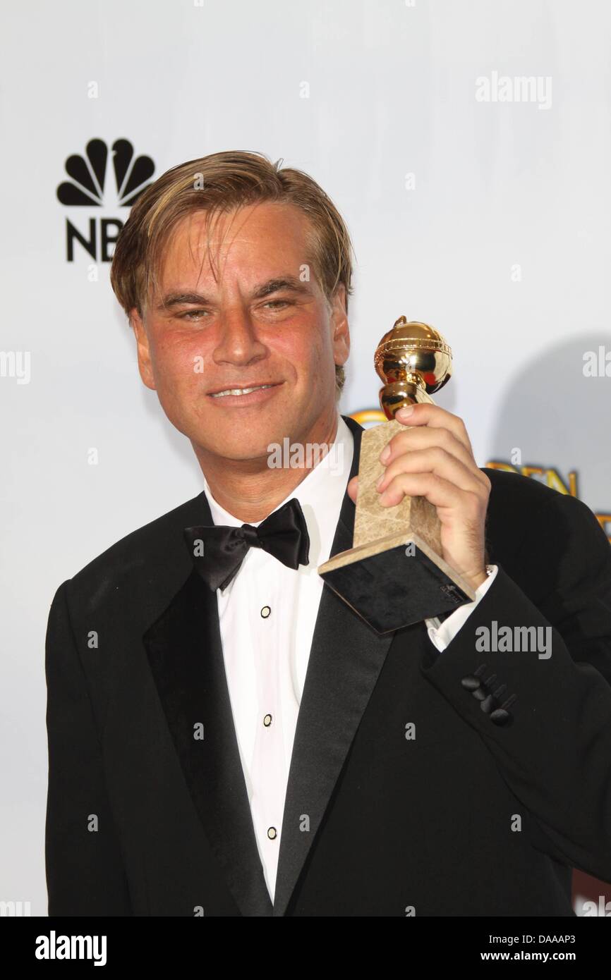 Us Writer And Producer Aaron Sorkin Holds His Award For Best Screenplay Motion Picture For The 