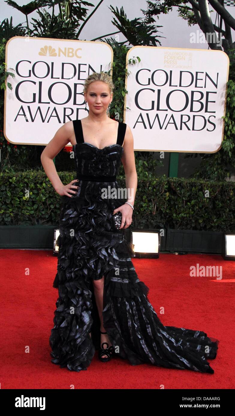 US actress Jennifer Lawrence arrives for the 68th Golden Globe Awards at the  Beverly Hilton Hotel in Los Angeles, California, USA, 16 January 2011.  Photo: Louis Garcia Stock Photo - Alamy
