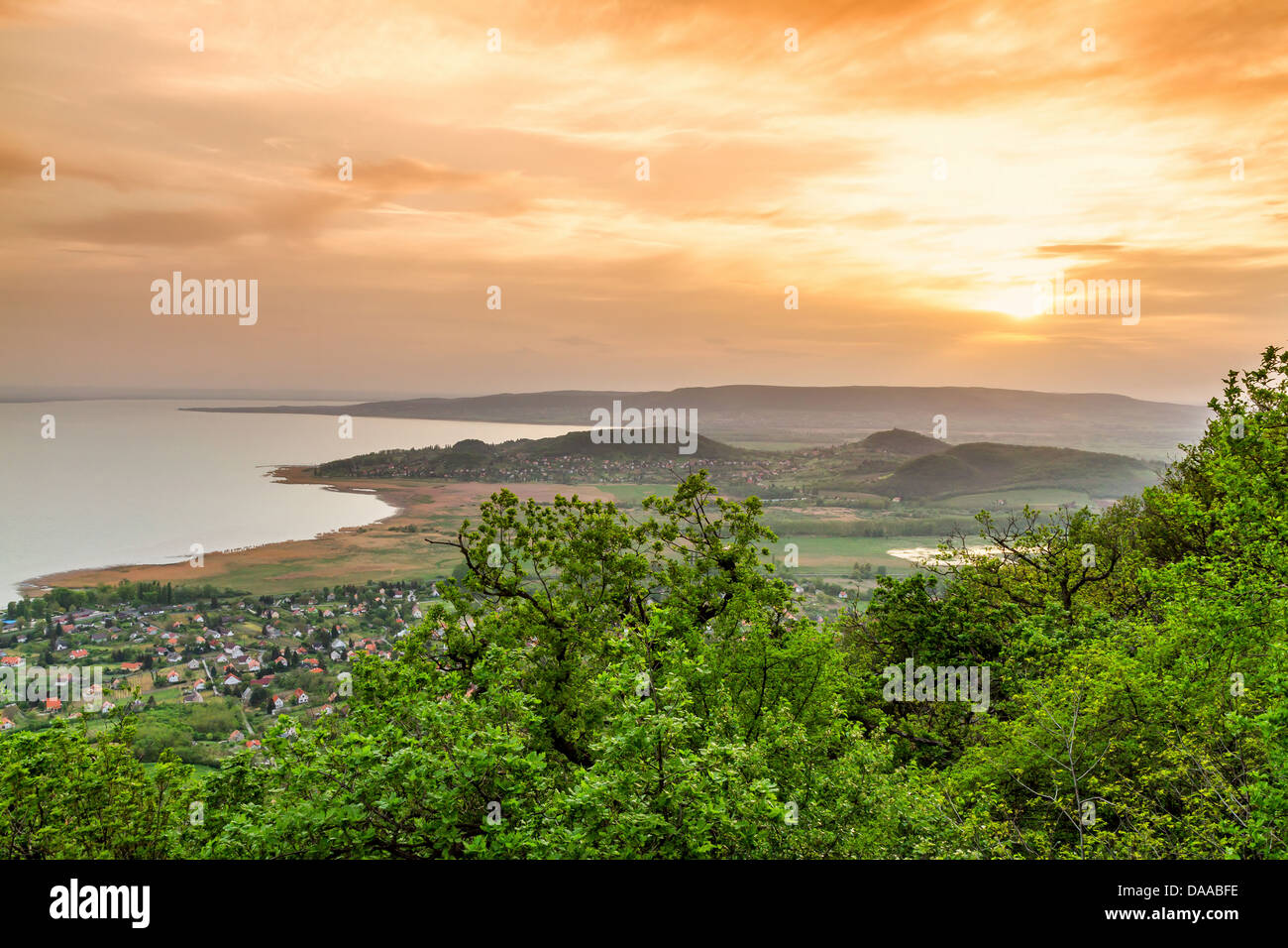 Landscape at lake Balaton, Szigliget, Hungary, Stock Photo