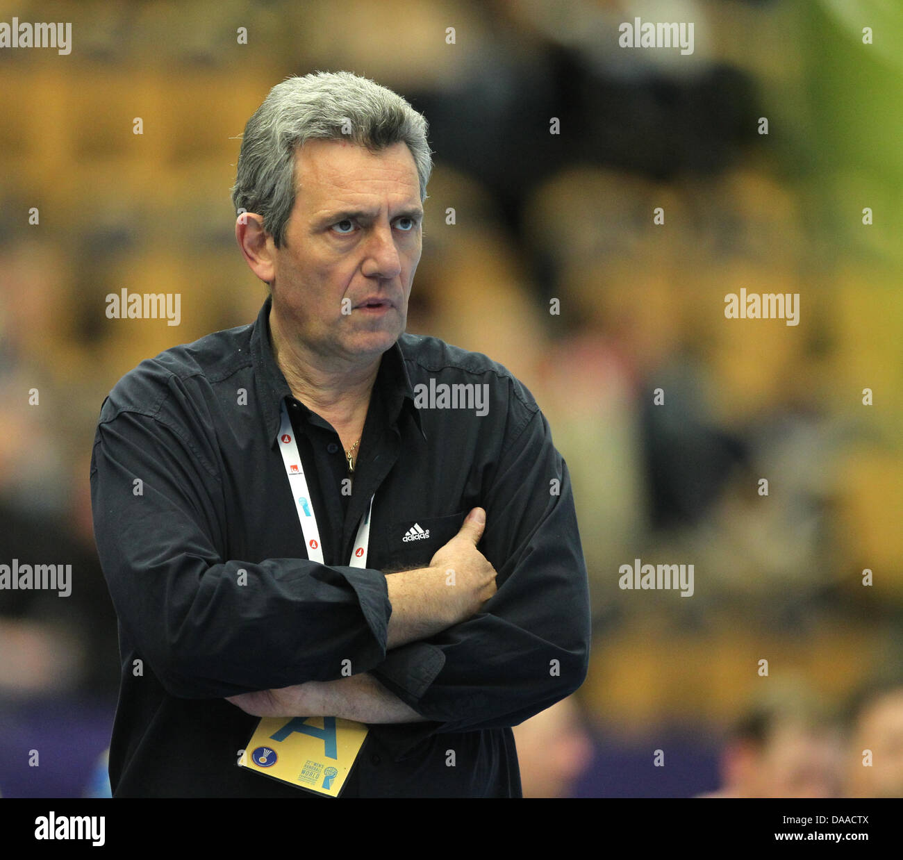 French headcoach Claude Onesta is seen during the Men's Handball World Championship main round group 1 match France against Iceland in Jönköping, Sweden, 25 January 2011. Photo: Jens Wolf dpa Stock Photo