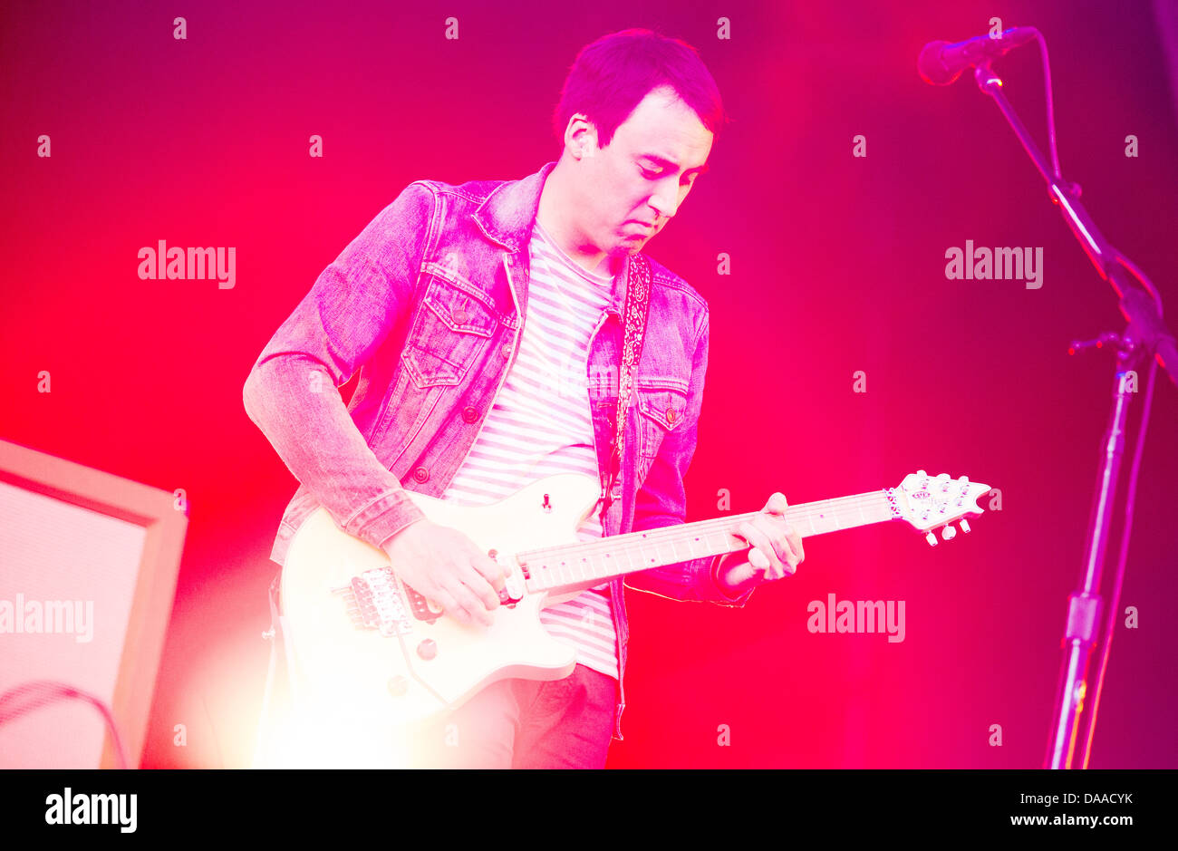 The Smashing Pumpkins perform on the Other Stage on the Sunday of Glastonbury Festival. 30 June 2013 Stock Photo