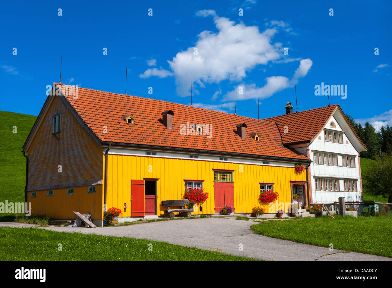 Meistersrüti, Switzerland, Europe, canton, Appenzell, Innerrhoden, house, home, farmhouse, color Stock Photo