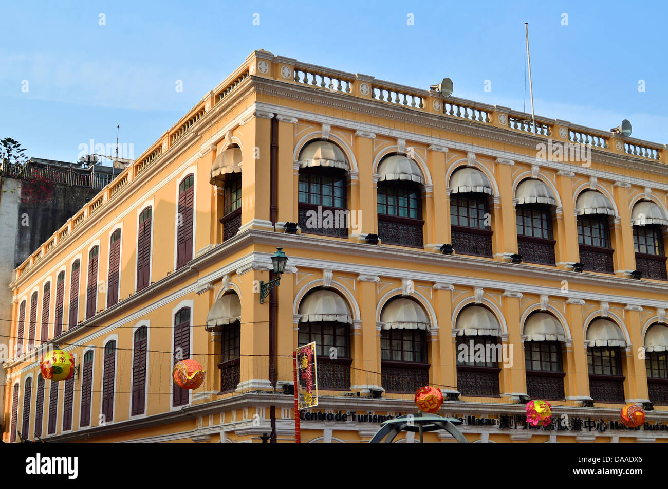 The Centro de Turismo de Negocios de Macau is housed in this neo-classical building at the Senado square, the centre of Macau. Stock Photo