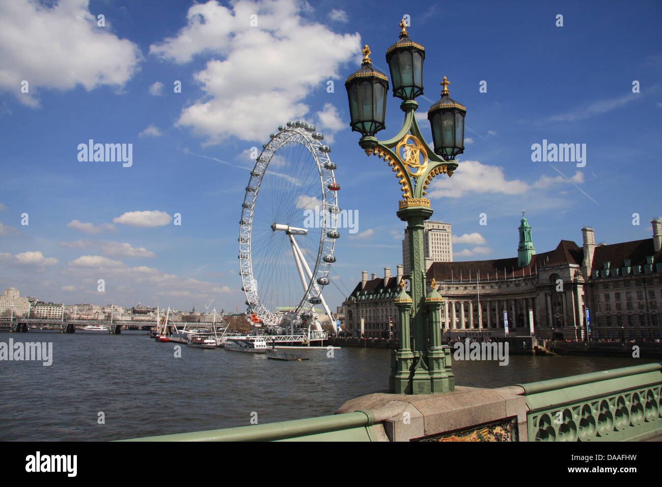 London, England, Great Britain, UK, United Kingdom, London Eye, big dipper, lanterns Stock Photo