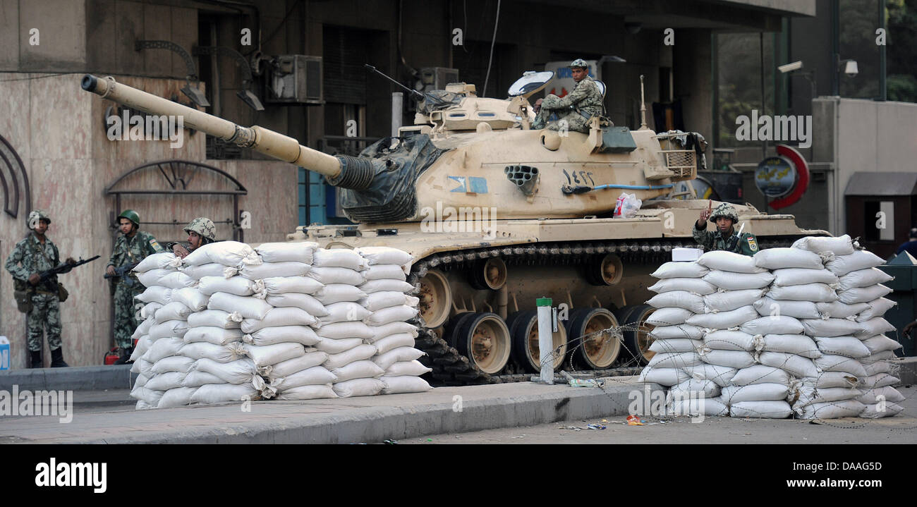 A tank and sandbags secure the entrance to the American embassy near