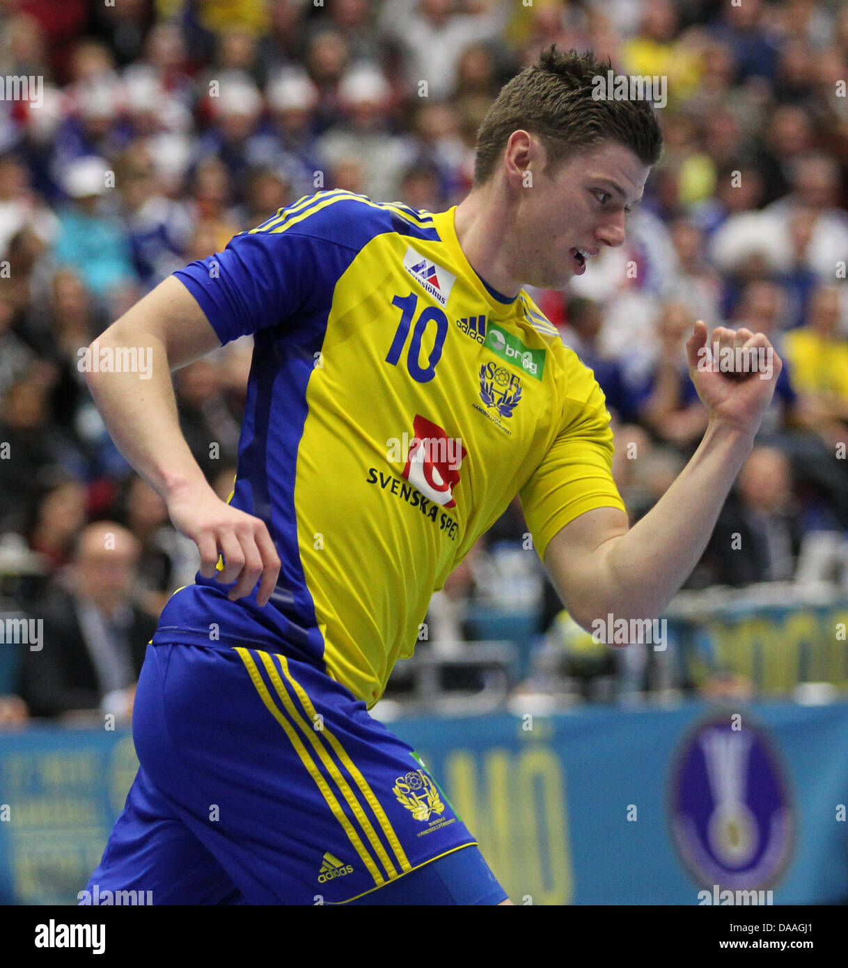 Niclas Ekberg of Sweden during the final of the Men's Handball World  Championship semi-final match France against Sweden in Malmo, Sweden, 28  January 2011. France clinched their fourth title defeating Denmark 37-35
