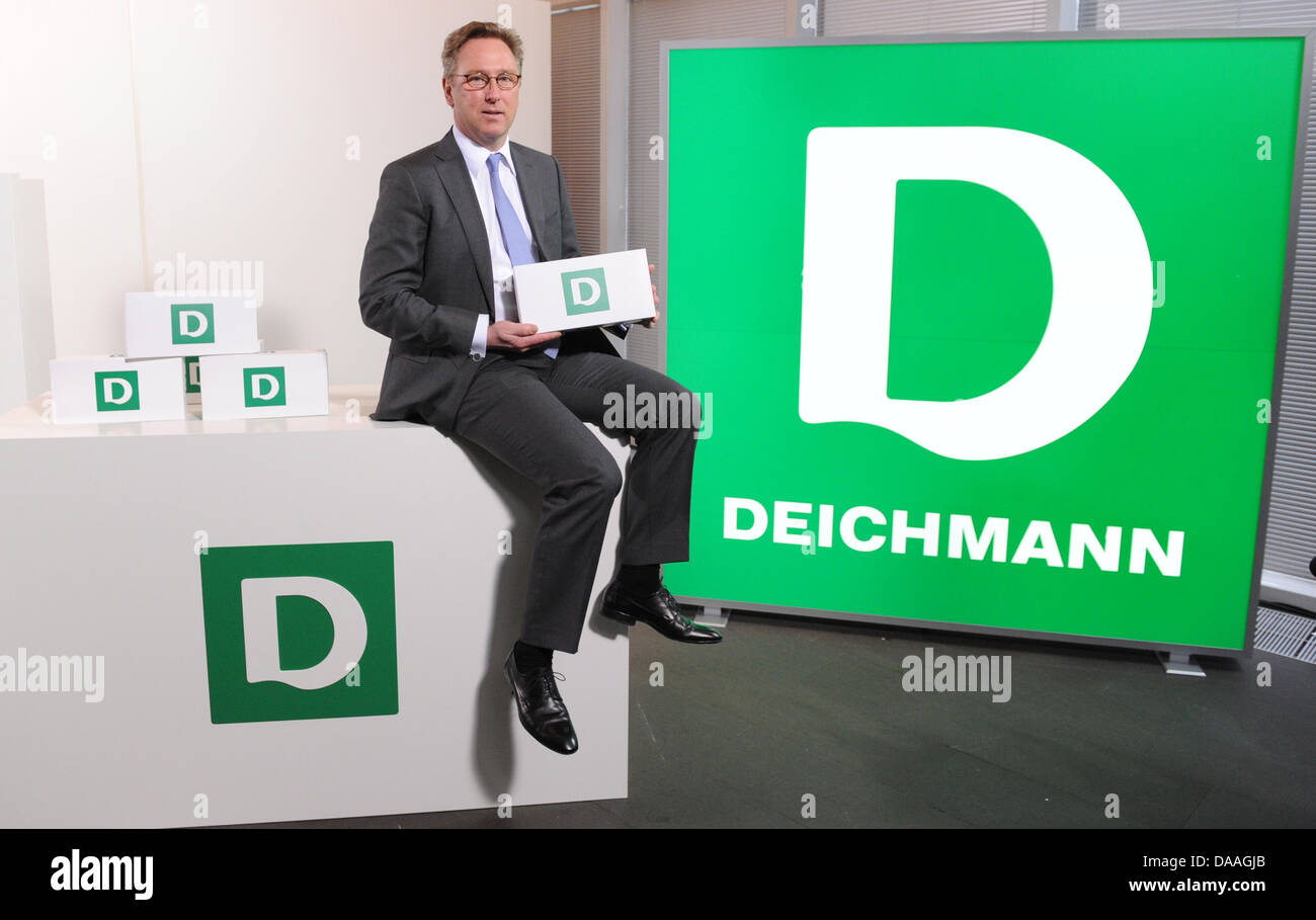 Deichmann head Heinrich Deichmann presents the shoe retailer's new logo in  Essen, Germany, 01 February 2011.