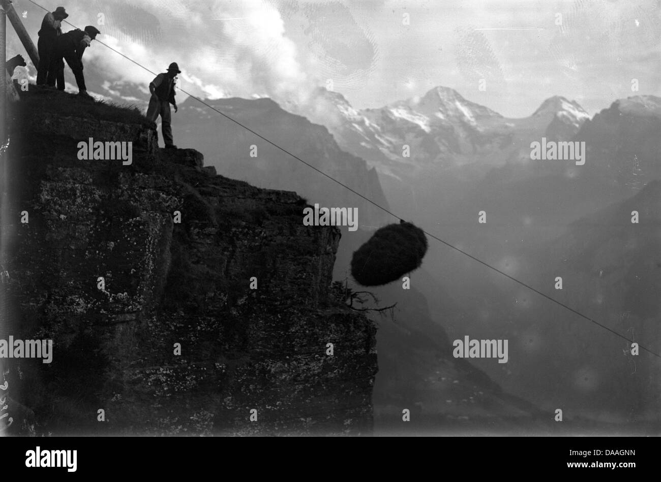 Switzerland, Europe, canton Bern, Bernese Oberland, Wengen, Männlichen, Strytmäderen, Wildheuen, historical, mountain farmers, m Stock Photo