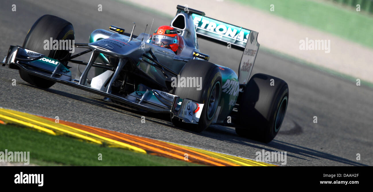 German Formula One race driver Michael Schumacher of Mercedes GP drives