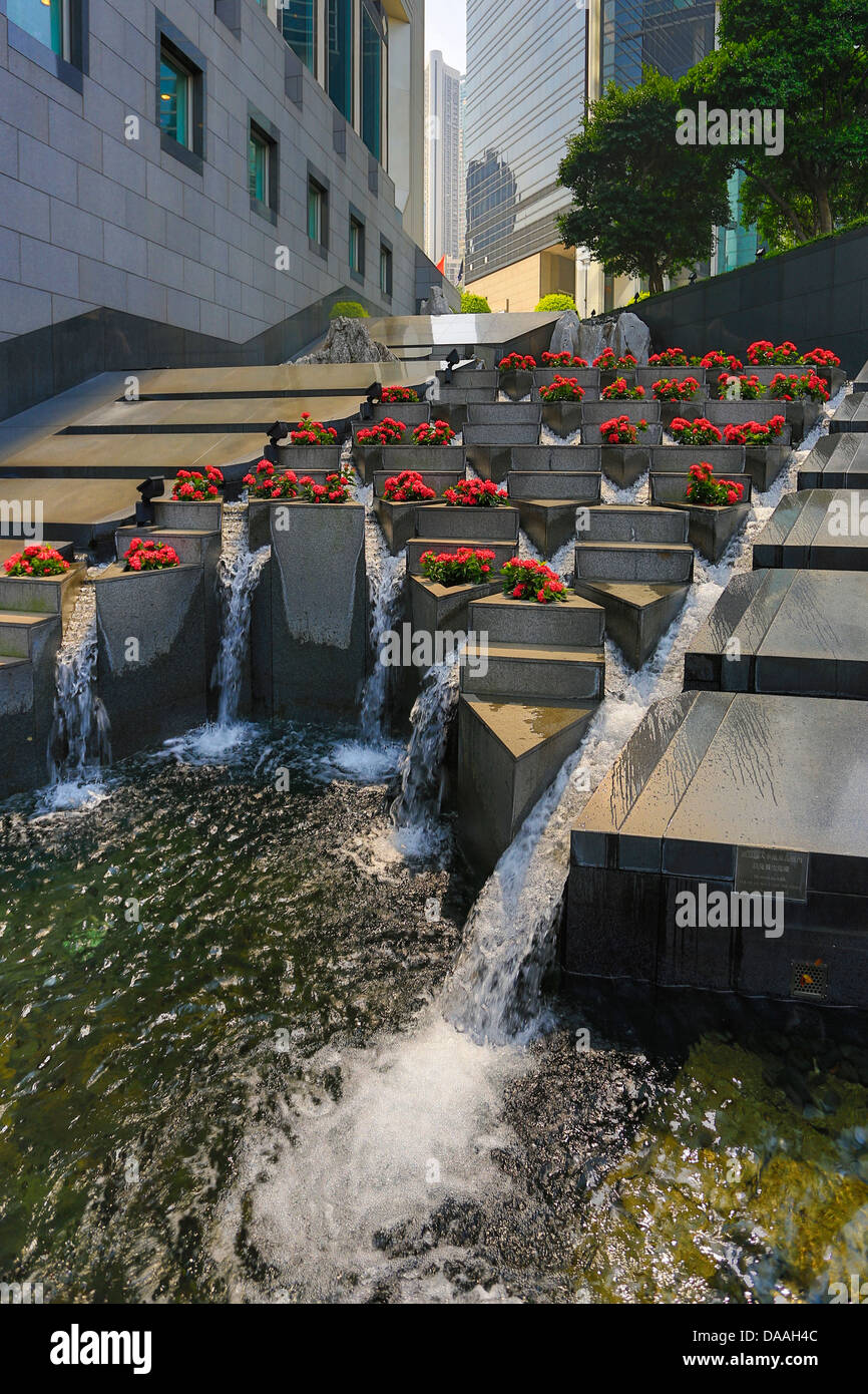 Hong Kong, China, Asia, City, waterfall, architecture, buildings, central, flowers, street