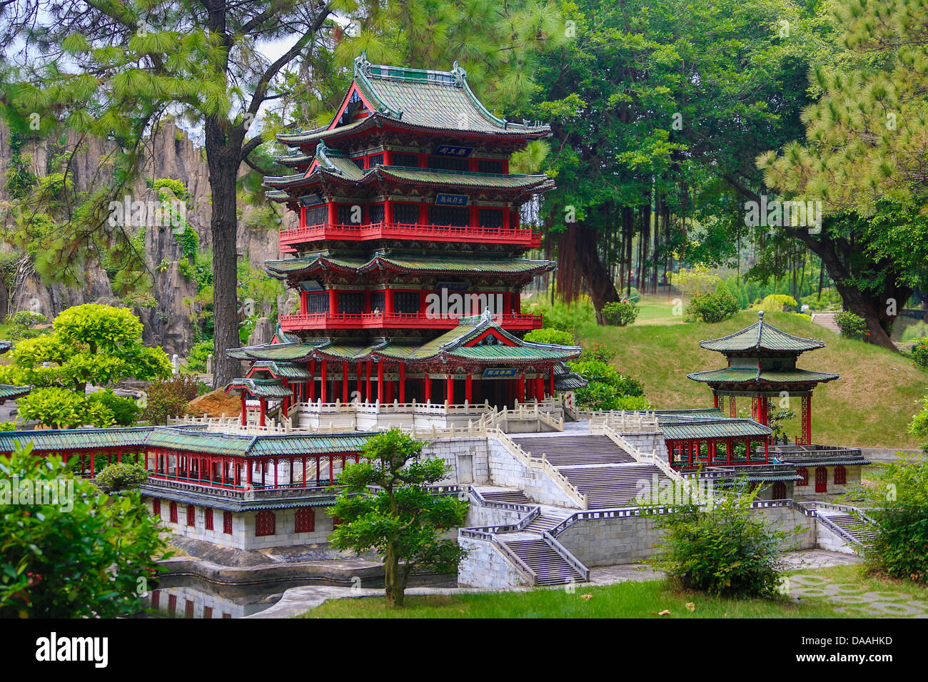 China, Shenzhen, City, Asia, Splendid China Park, model, Tengwang Pavilion, Jiangxi Province, Park, architecture, famous, miniat Stock Photo