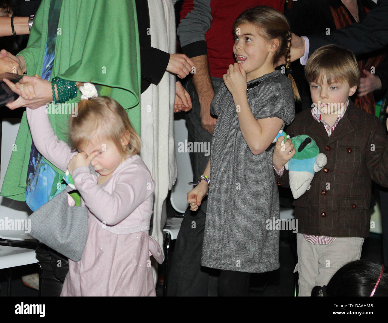The children of Dutch Princess Laurentien, Princess Leonore, Prince Claus-Casimir and Princess Eloise attend the presention of  Laurentien's new book 'Mr. Finney and the other side of the water' with  her childen Claus-Casimir and Eloise in Rotterdam, The Netherlands, 02 February 2011. It is the second book of Princess Laurentien. Photo: Albert Philip van der Werf Stock Photo