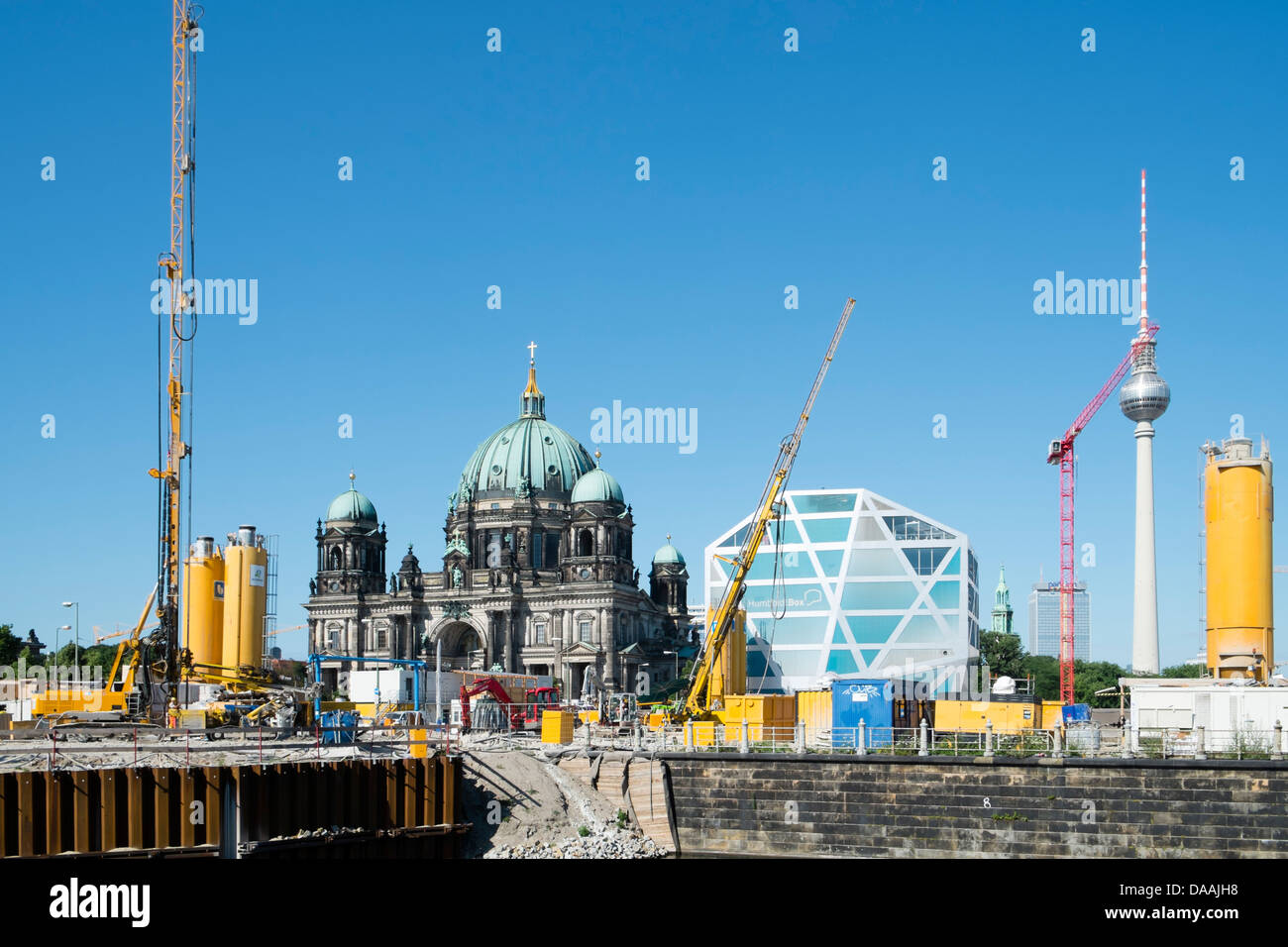 Major construction project on Museumsinsel or Museum Island in Mitte Berlin Germany Stock Photo