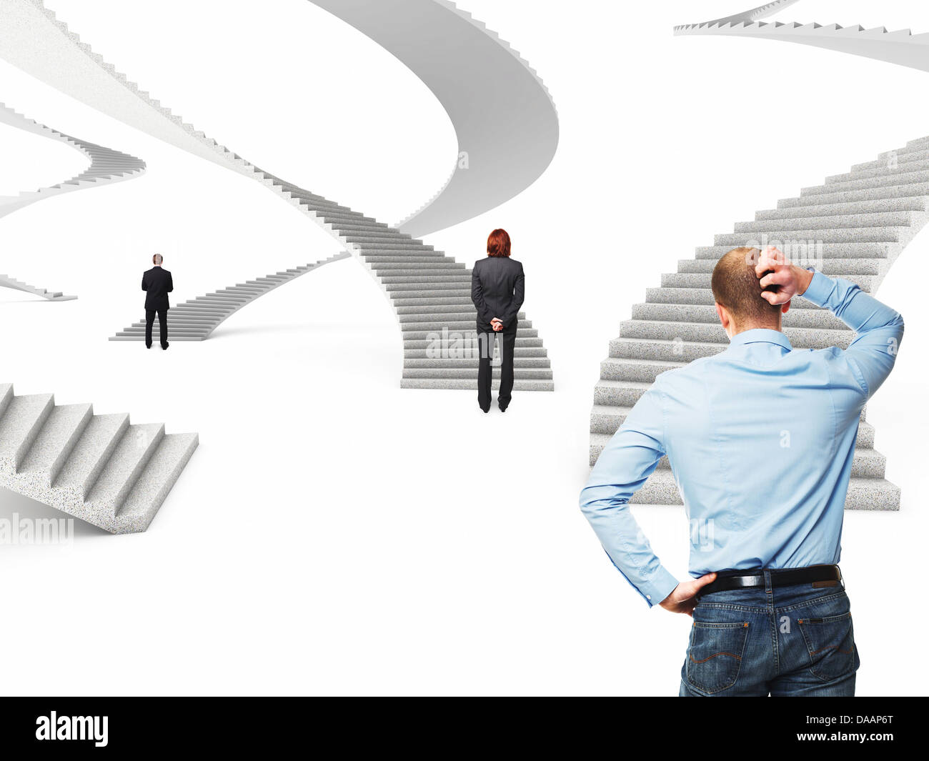 business people and 3d abstract stair Stock Photo - Alamy