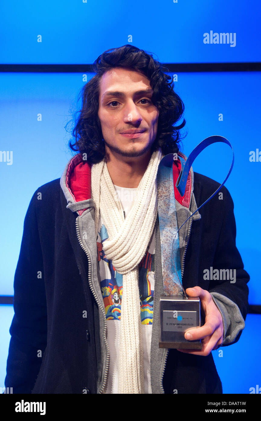 Burak Yigit is awarded with the 32nd Max Ophuels Prize as best yound actor in Saarbruecken, Germany, 22 January 2011. The Max Ophuels Prize is a film prize for young directors from German speaking countries. Photo: Oliver Dietze Stock Photo