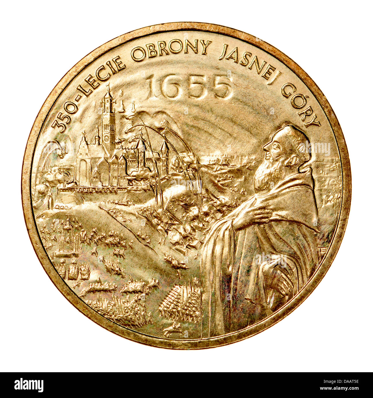 Polish 2zl commemorative coin in 'Nordic Gold'. 350thAnniversary of the Jasna Gora Defence Stock Photo