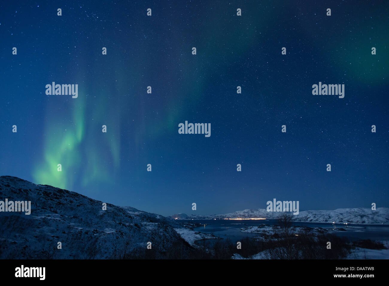 Aurora Borealis, Europe, sky, night, Northern lights, Norway, polar light, Scandinavia, Skarsfjord, Tromsö, winter, natural wond Stock Photo