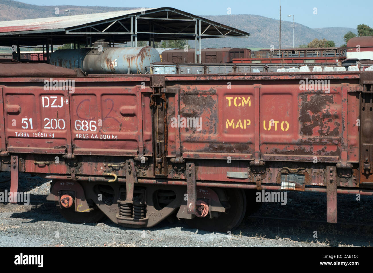 rolling stock in komatipoort goods yard sidings south africa Stock Photo