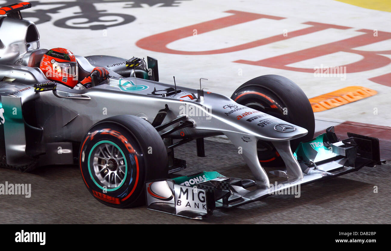 German Formula One driver Michael Schumacher of Mercedes GP steers his