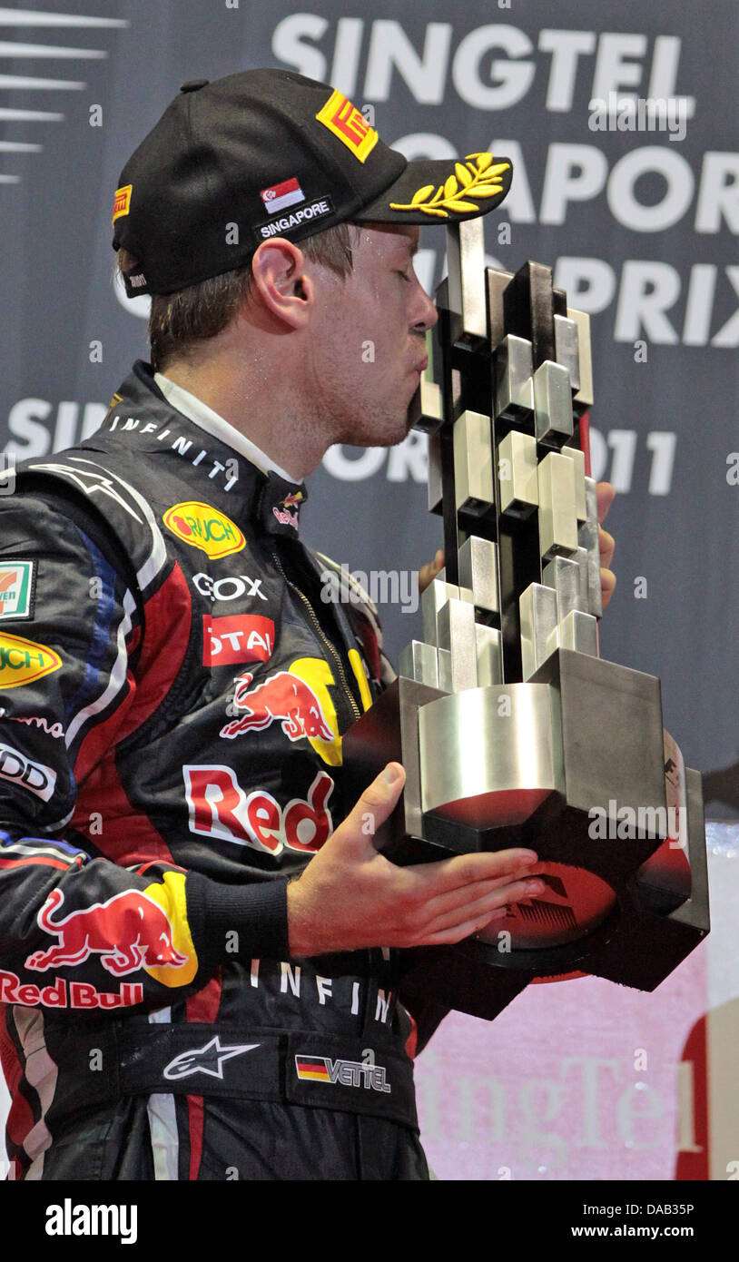 Vettel 2011 German Formula One driver Sebastian Vettel of Red Bull celebrates after ...