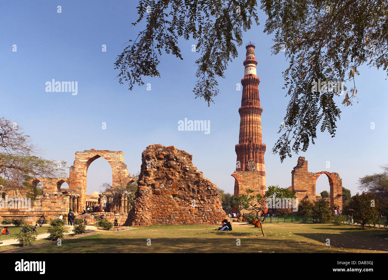 Qutb Minar, minaret, mosque, tower, rook, Islam, high, highest, New Delhi, India, Asia, Stock Photo